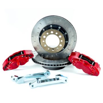 Picture of Alcon 07+ Jeep JK w/ 6x5.5in Hub 357x32mm Rotor 4-Piston Red Calipers Front Brake Upgrade Kit