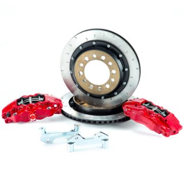 Picture of Alcon 07+ Jeep JK w/ 6x5.5in Hub 355x22mm Rotor 4-Piston Red Calipers Rear Brake Upgrade Kit