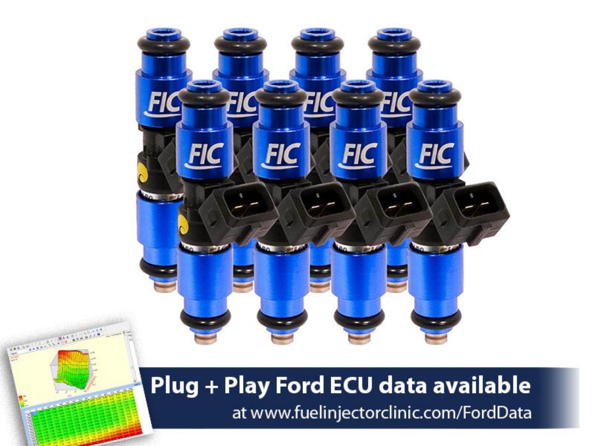 Picture of FIC1200cc (110 lbs/hr at 43.5 PSI fuel pressure) FIC Fuel  Injector Clinic Injector Set for Ford F150 (1985-2003)/Ford Lightning (1993-1995)