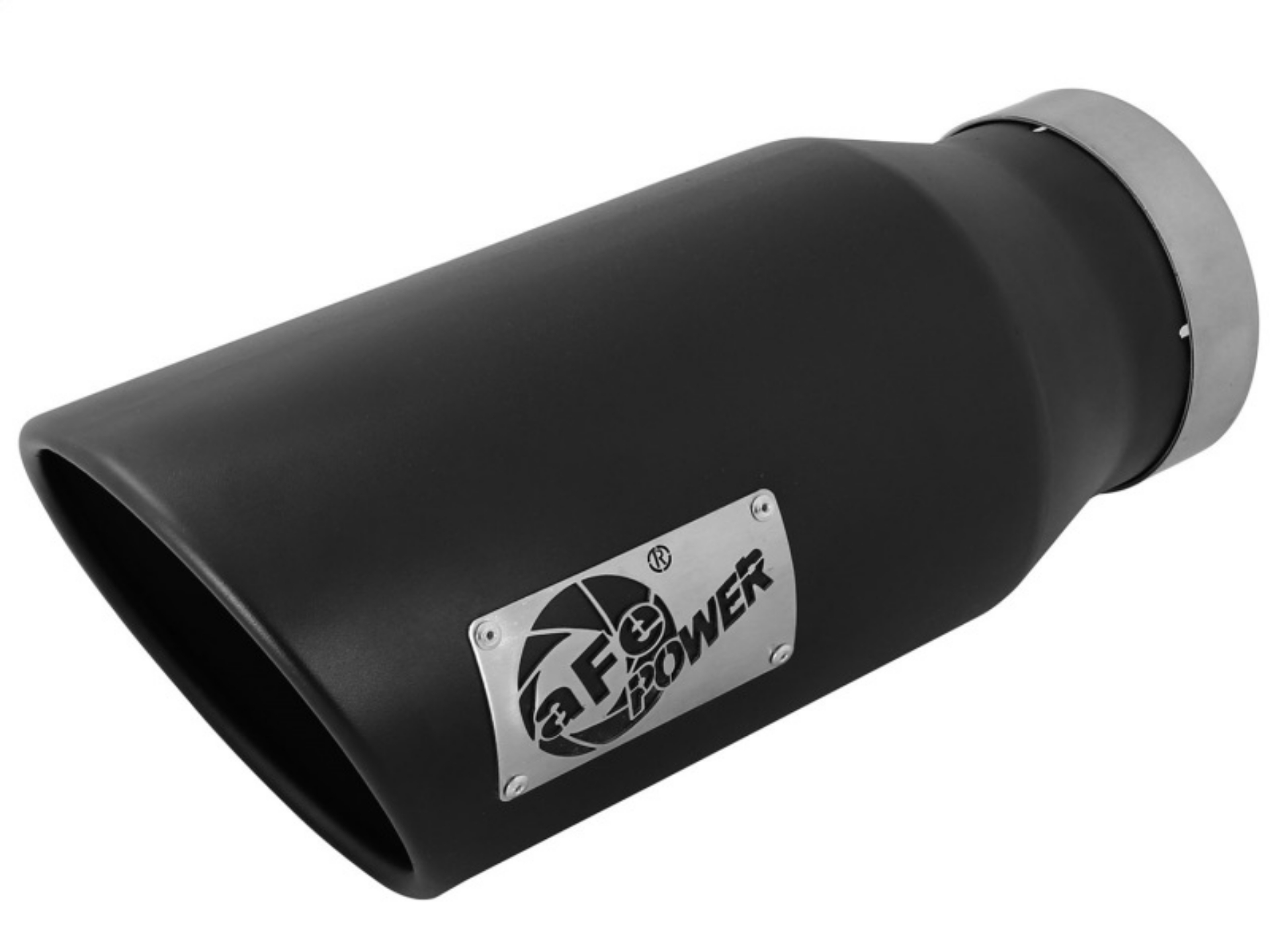 Picture of aFe POWER MACH Force-Xp 5in 304 Stainless Steel Exhaust Tip 5In x 7Out x15Lin Bolt-On Right-Blk