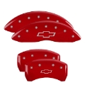 Picture of MGP 4 Caliper Covers Engraved Front & Rear Bowtie Red finish silver ch