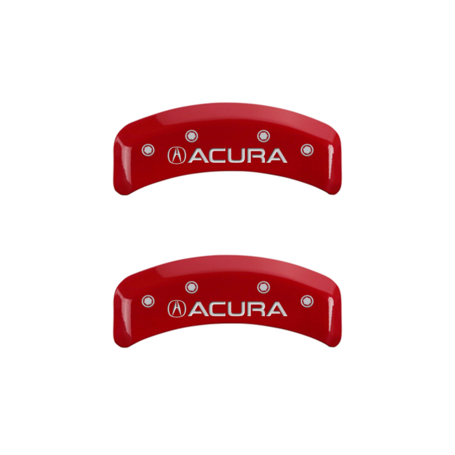 Picture of MGP 4 Caliper Covers Engraved Front & Rear Acura Red finish silver ch