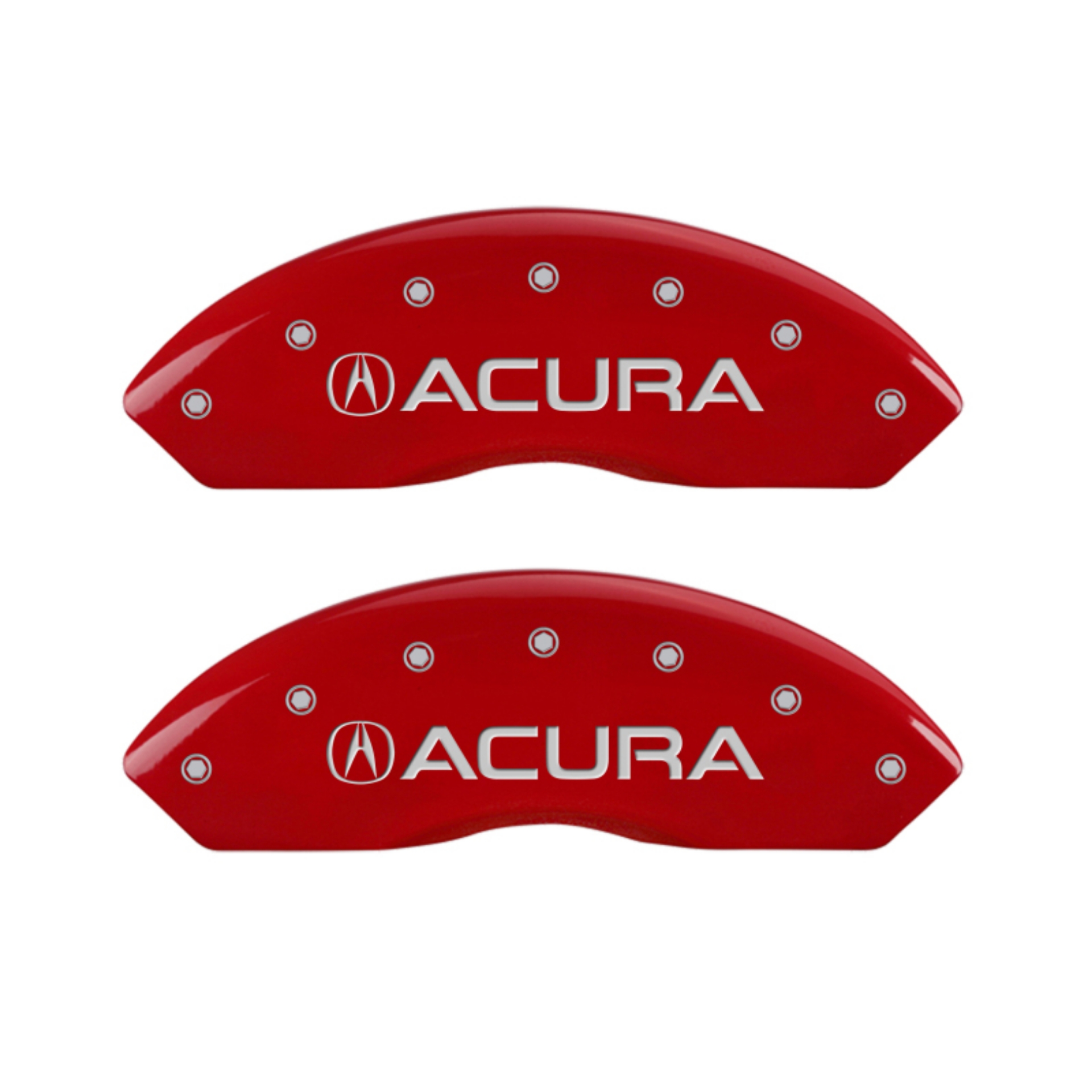 Picture of MGP 4 Caliper Covers Engraved Front & Rear Acura Red finish silver ch