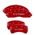 Picture of MGP 4 Caliper Covers Engraved Front & Rear Acura Red finish silver ch