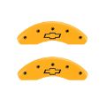 Picture of MGP 4 Caliper Covers Engraved Front & Rear Bowtie Yellow finish black ch