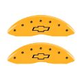 Picture of MGP 4 Caliper Covers Engraved Front & Rear Bowtie Yellow finish black ch