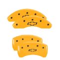 Picture of MGP 4 Caliper Covers Engraved Front & Rear Bowtie Yellow finish black ch