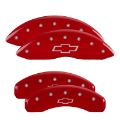 Picture of MGP 4 Caliper Covers Engraved Front & Rear Bowtie Red finish silver ch