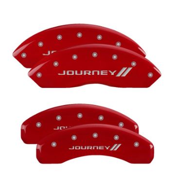 Picture of MGP 4 Caliper Covers Engraved Front & Rear Bowtie Red finish silver ch