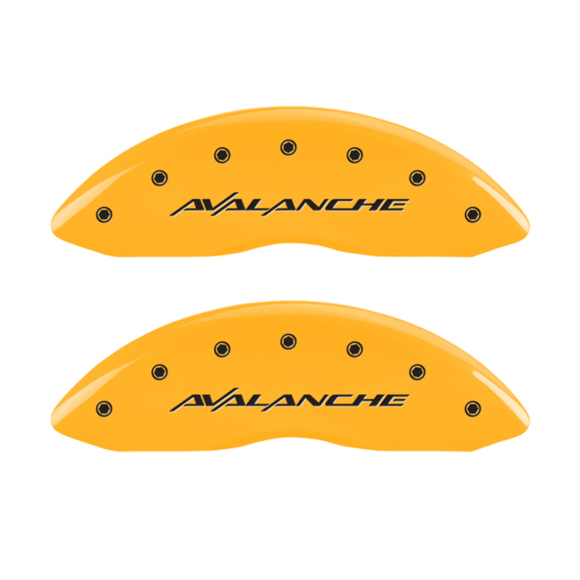 Picture of MGP 4 Caliper Covers Engraved Front & Rear Avalanche Yellow finish black ch