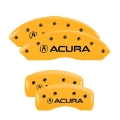 Picture of MGP 4 Caliper Covers Engraved Front & Rear Acura Yellow finish black ch