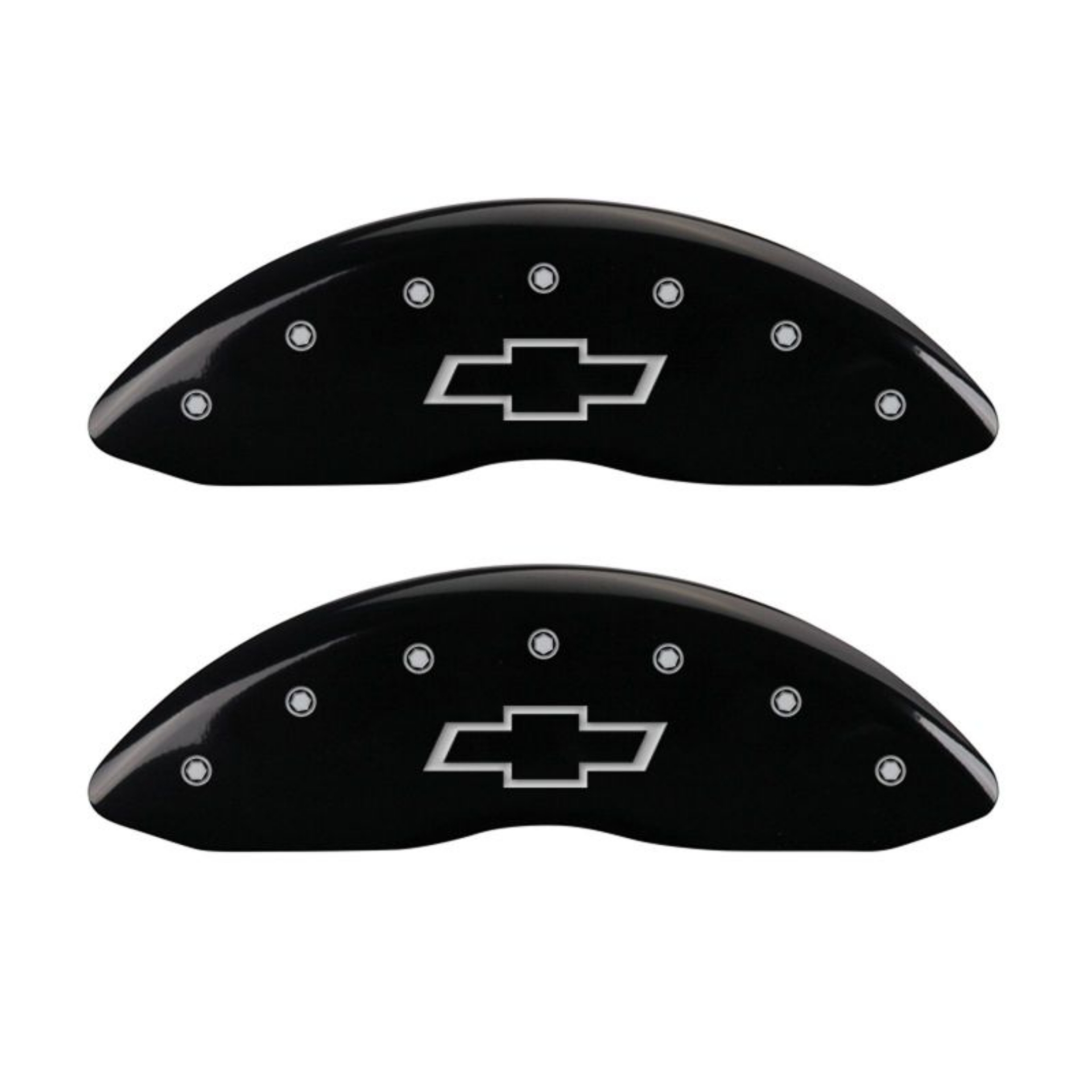 Picture of MGP 4 Caliper Covers Engraved Front & Rear Bowtie Black finish silver ch