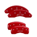 Picture of MGP 4 Caliper Covers Engraved Front & Rear Bowtie Red finish silver ch