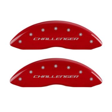 Picture of MGP 4 Caliper Covers Engraved Front & Rear Block-Challenger Red finish silver ch