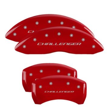 Picture of MGP 4 Caliper Covers Engraved Front & Rear Block-Challenger Red finish silver ch