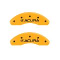 Picture of MGP 4 Caliper Covers Engraved Front & Rear Acura Yellow finish black ch