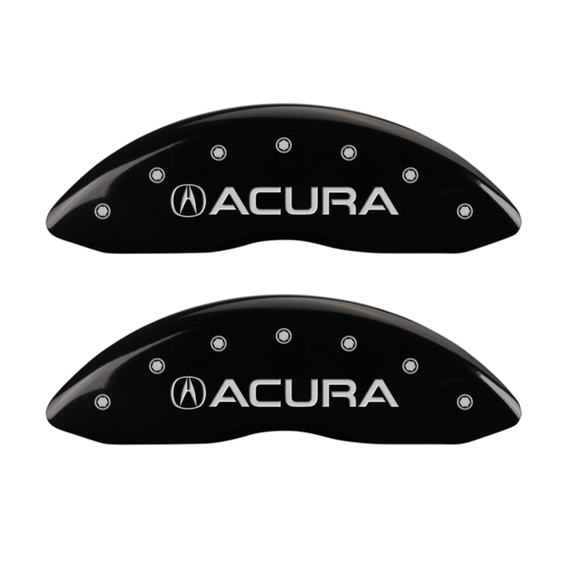 Picture of MGP 4 Caliper Covers Engraved Front & Rear Acura Black finish silver ch