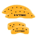 Picture of MGP 4 Caliper Covers Engraved Front & Rear Acura Yellow finish black ch