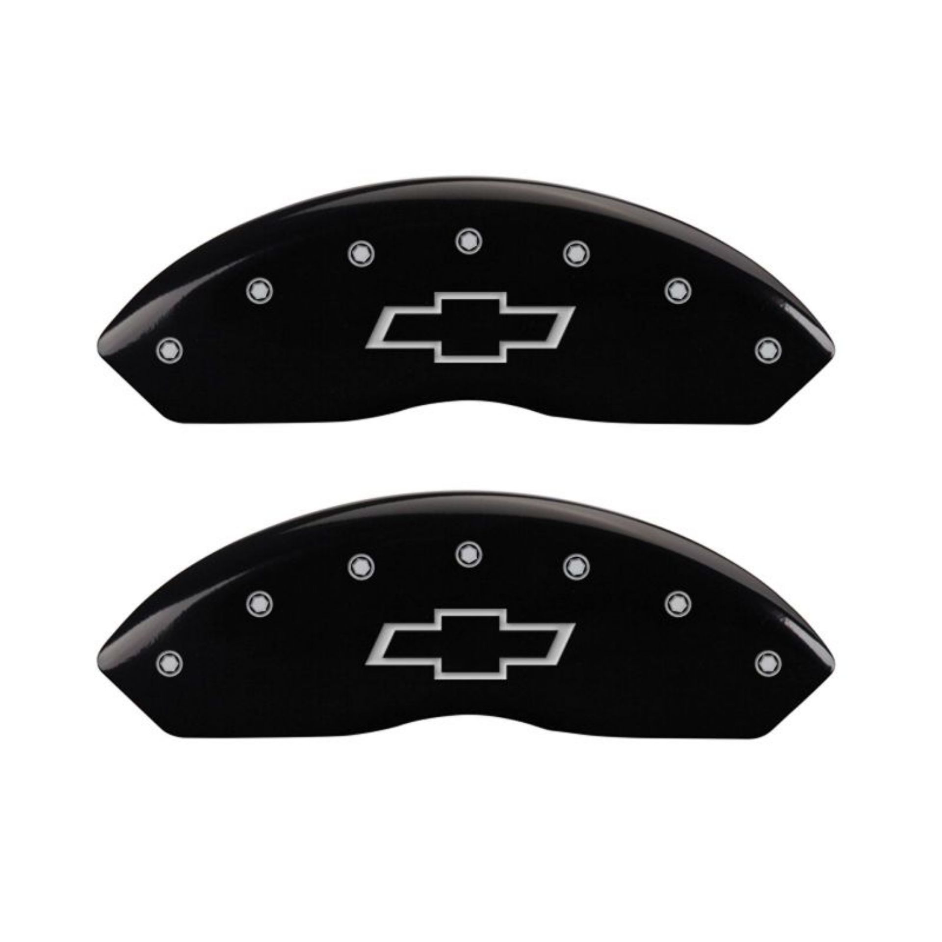 Picture of MGP 4 Caliper Covers Engraved Front & Rear Bowtie Black finish silver ch