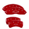 Picture of MGP 4 Caliper Covers Engraved Front & Rear Bowtie Red finish silver ch