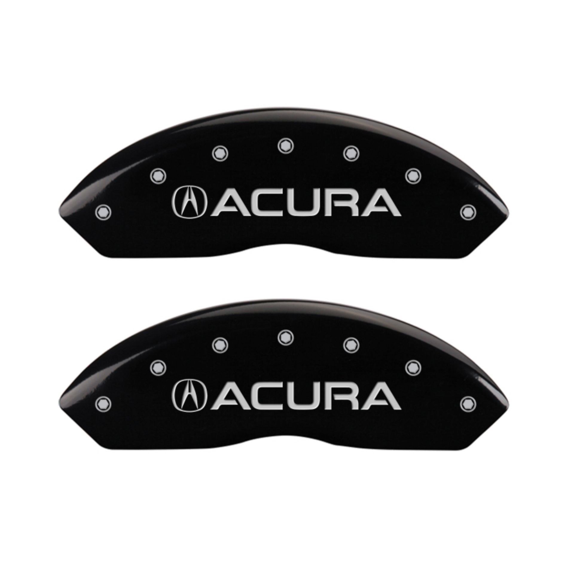 Picture of MGP 4 Caliper Covers Engraved Front & Rear Acura Black finish silver ch