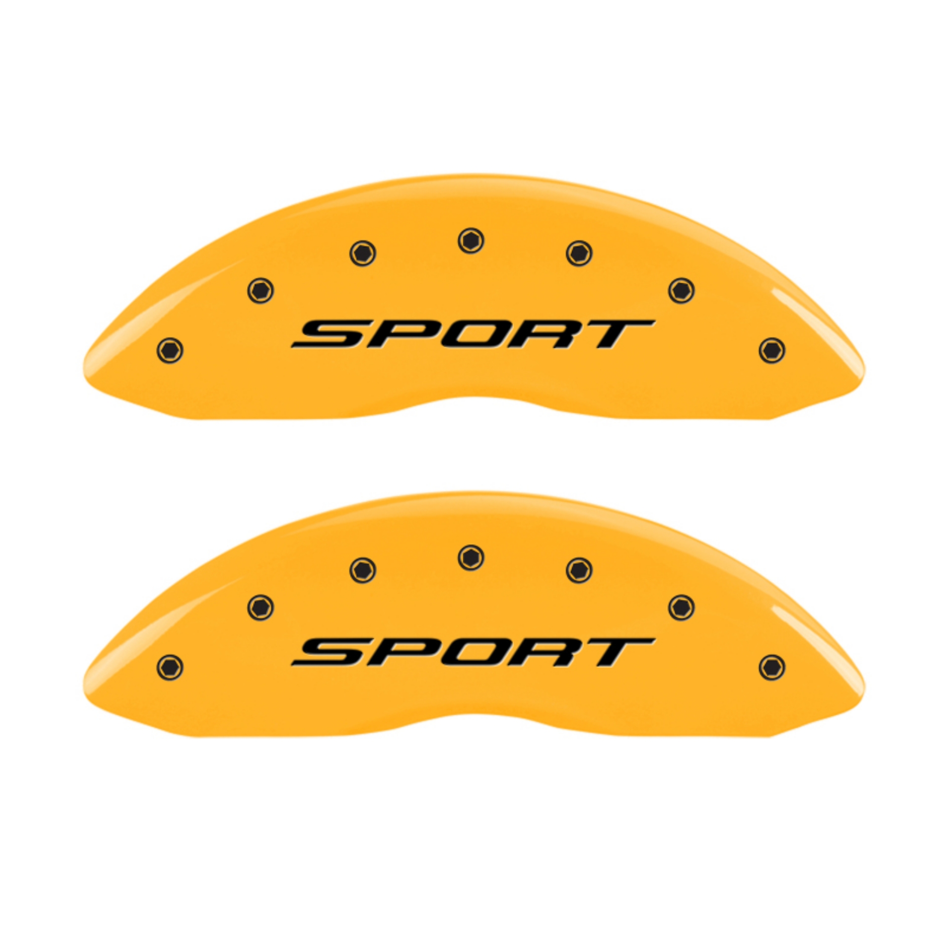 Picture of MGP 4 Caliper Covers Engraved front & Rear 2015-Sport Yellow finish black ch