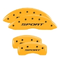 Picture of MGP 4 Caliper Covers Engraved front & Rear 2015-Sport Yellow finish black ch