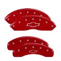 Picture of MGP 4 Caliper Covers Engraved Front & Rear Bowtie Red finish silver ch