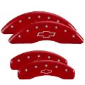 Picture of MGP 4 Caliper Covers Engraved Front & Rear Bowtie Red finish silver ch