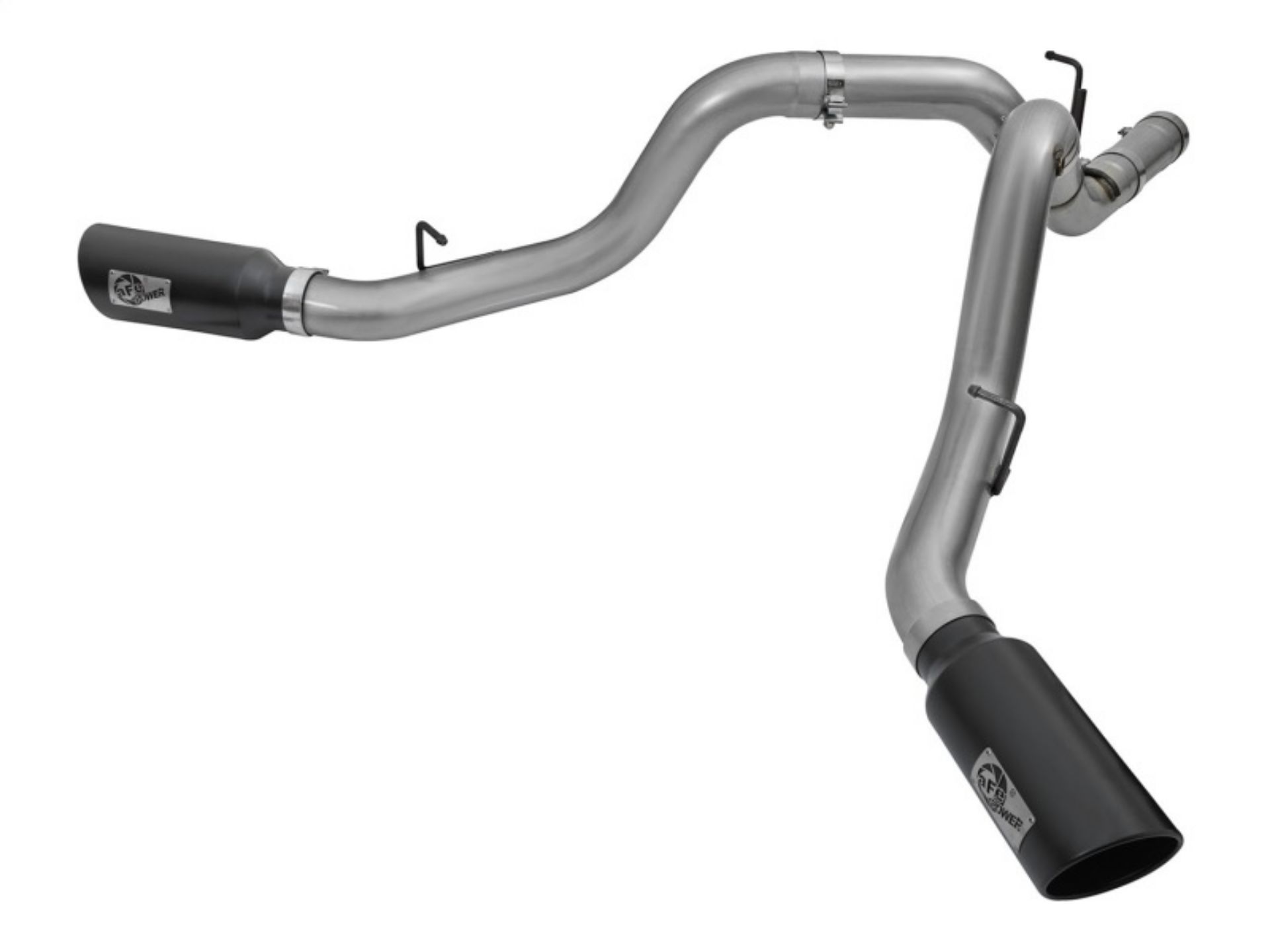 Picture of aFe LARGE Bore HD 4in Dual DPF-Back SS Exhaust w-Black Tip 16-17 GM Diesel Truck V8-6-6L td LML