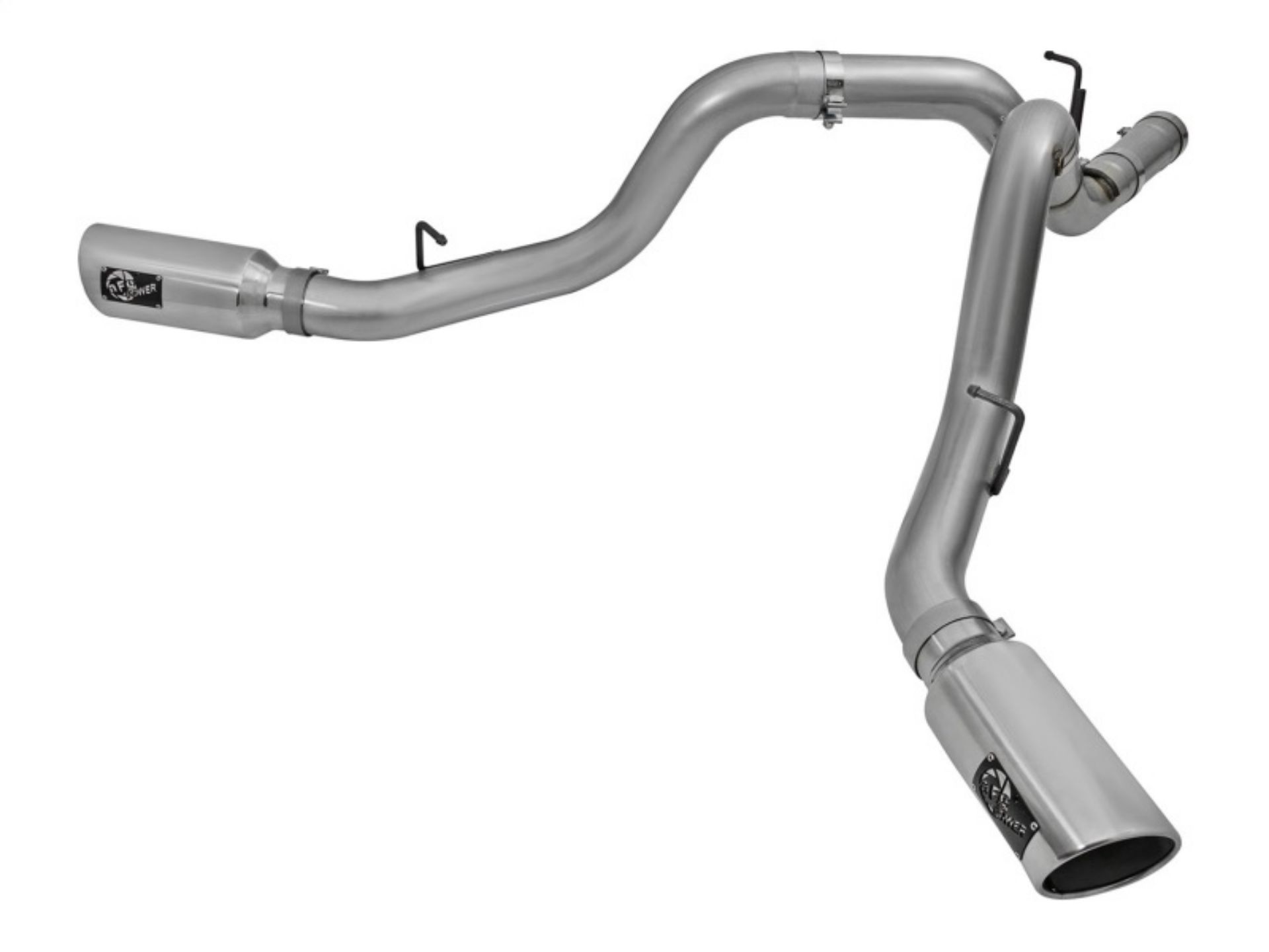 Picture of aFe LARGE Bore HD 4in Dual DPF-Back SS Exhaust w-Polished Tip 16-17 GM Diesel Truck V8-6-6L td LML