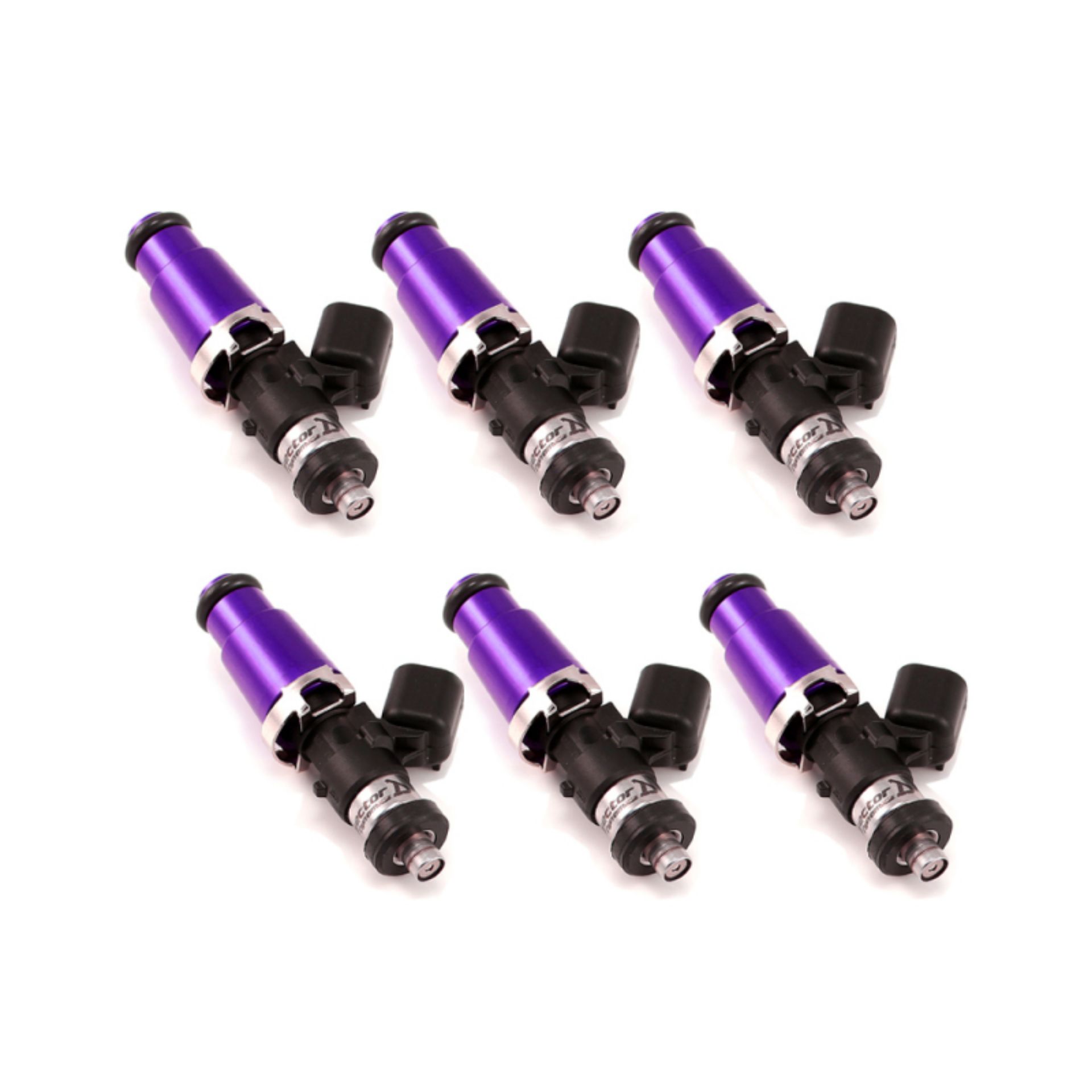 Picture of Injector Dynamics ID1050X Injectors 14mm Purple Adaptor Tops Denso Lower Set of 6