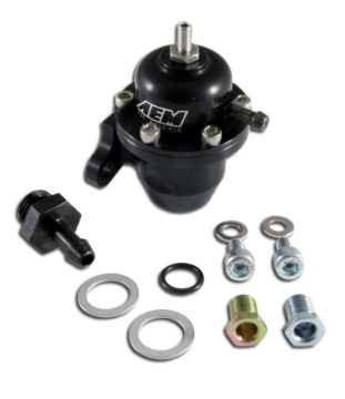 Picture of AEM 98-99 Acura CL - 00-05 S2000 - 98-02 Accord - 96-00 Civic Black Adjustable Fuel Pressure Regulat