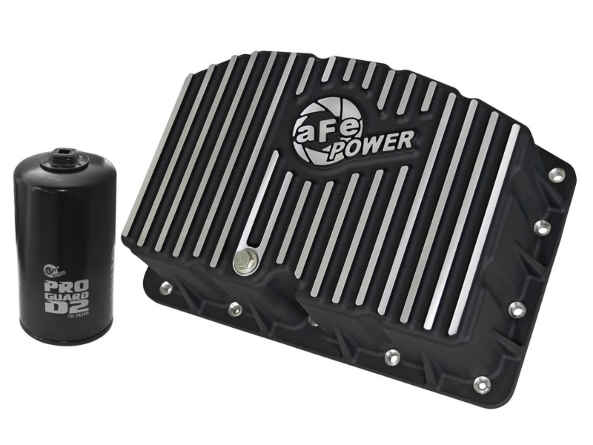 Picture of AFE Pro Series Engine Oil Pan Black w-Machined Fins; 11-16 Ford Powerstroke V8-6-7L td