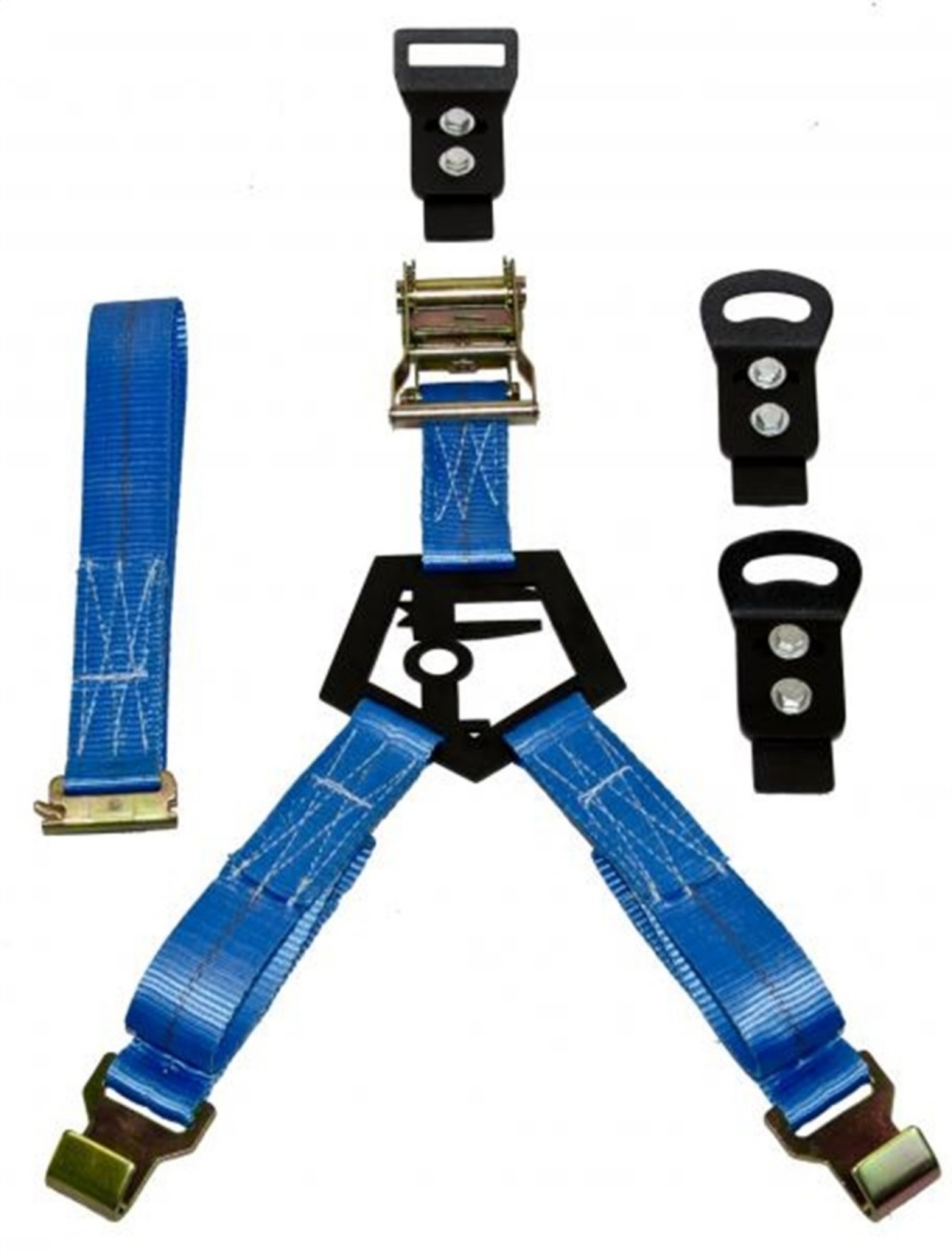 Picture of N-Fab Bed Mounted Rapid Tire Strap Universal - Gloss Black - Blue Strap