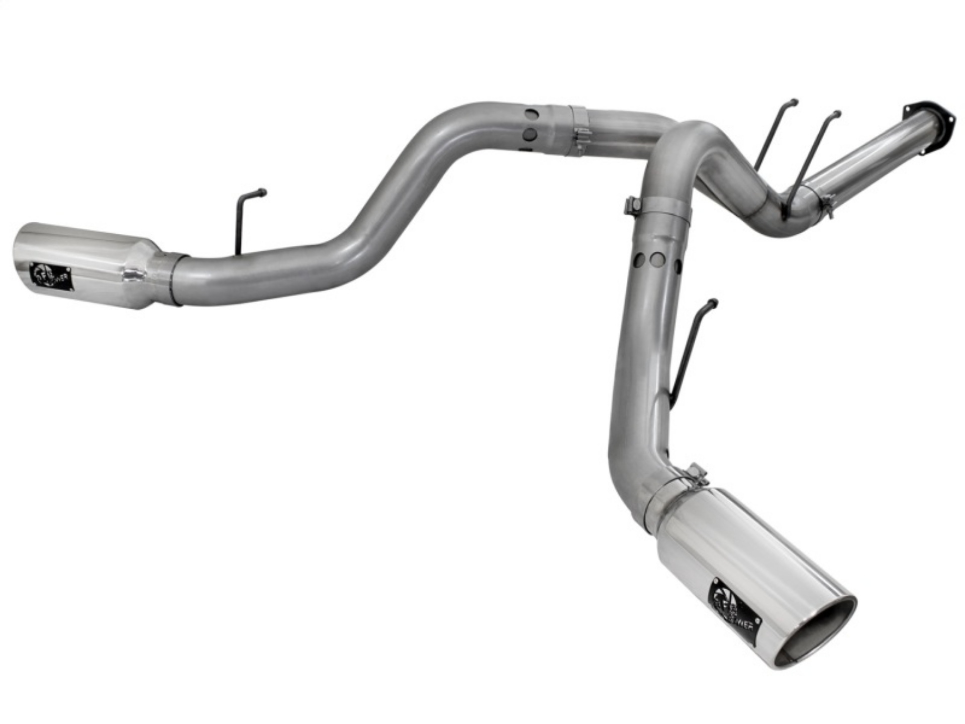 Picture of aFe LARGE BORE HD 4in 409-SS DPF-Back Exhaust w-Polished Tip 11-14 Ford Diesel Trucks V8-6-7L td