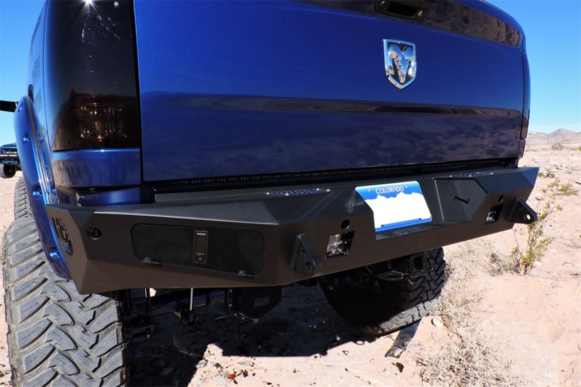 Picture of Addictive Desert Designs 10-18 Dodge RAM 2500 HoneyBadger Rear Bumper w- Backup Sensor Cutout