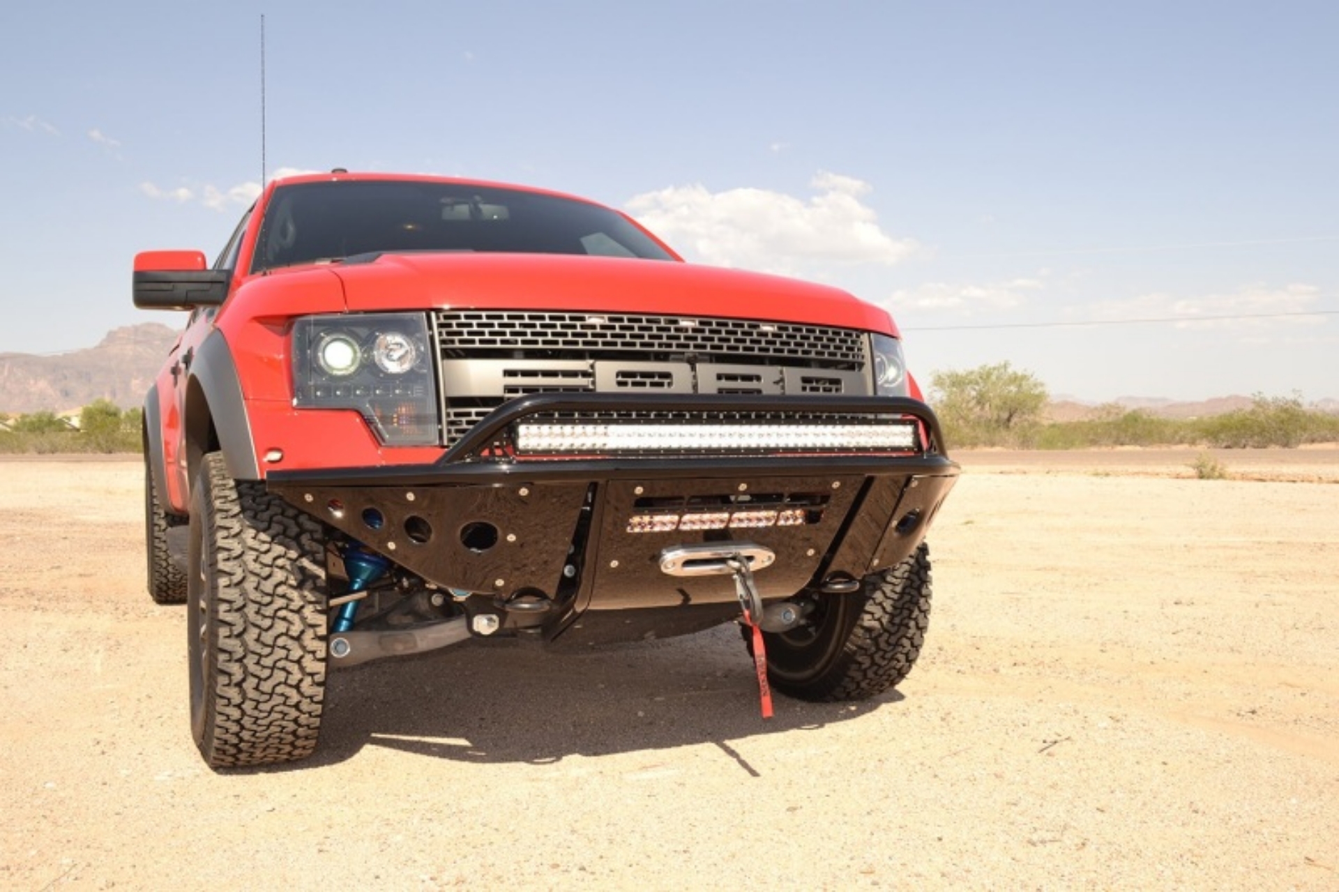 Picture of Addictive Desert Designs 10-14 Ford F-150 Raptor Stealth Front Bumper w- Winch Mount