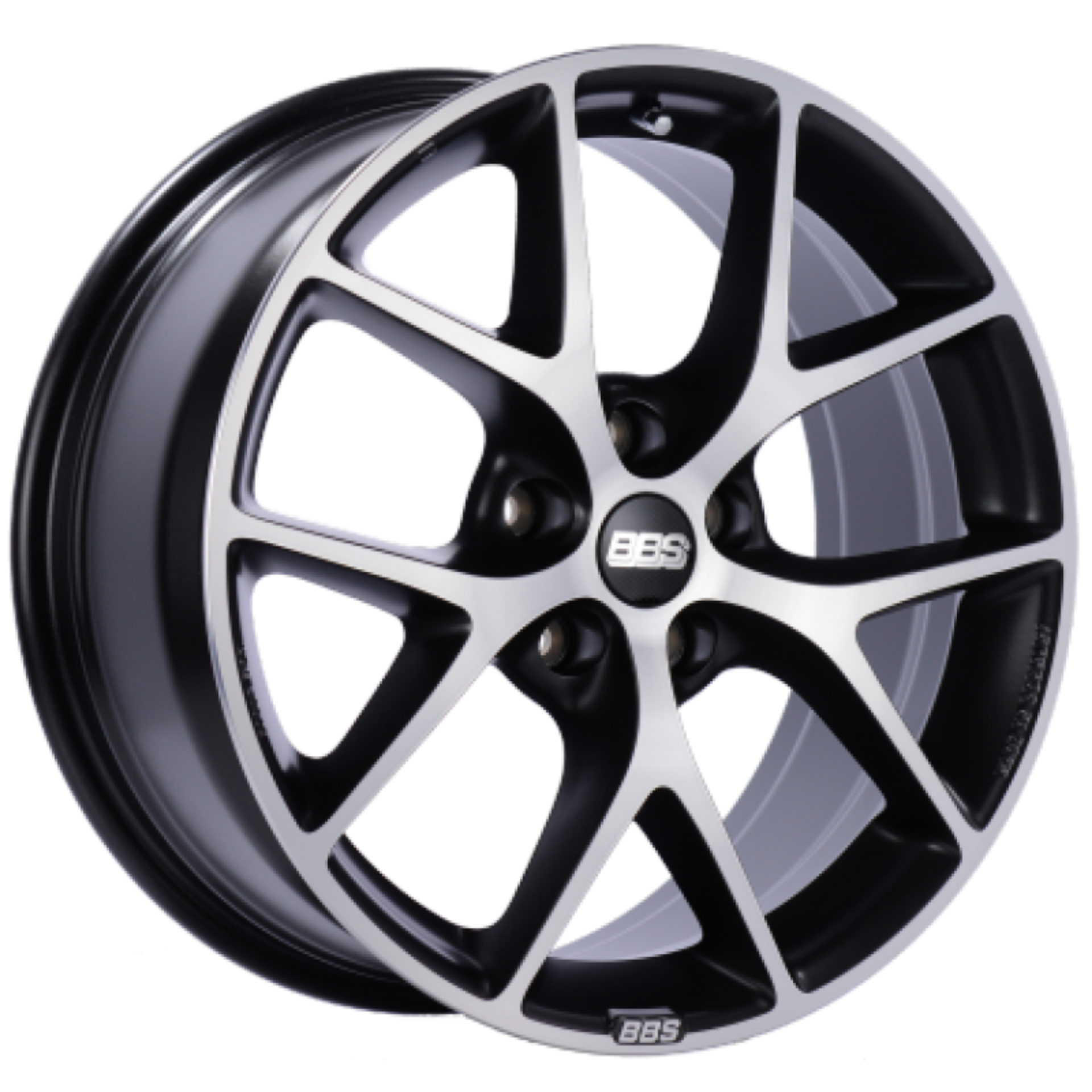 Picture of BBS SR 17x7-5 5x100 ET37 Satin Black Diamond Cut Face Wheel -70mm PFS-Clip Required