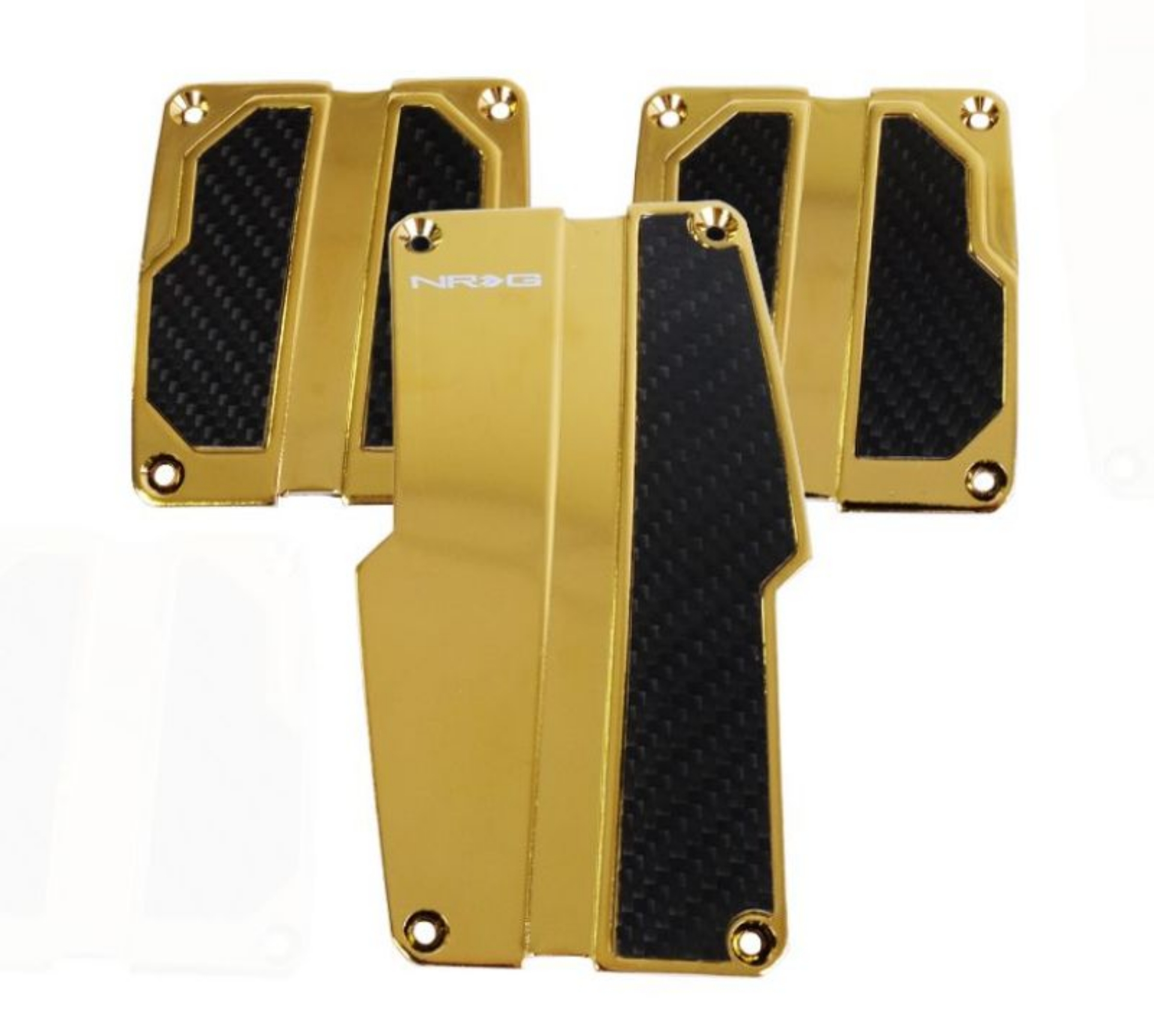 Picture of NRG Brushed Aluminum Sport Pedal M-T - Chrome Gold w-Black Carbon