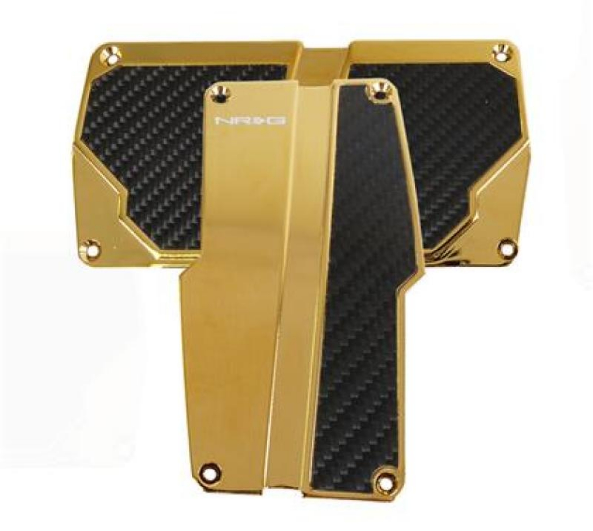 Picture of NRG Brushed Aluminum Sport Pedal A-T - Chrome Gold w-Black Carbon