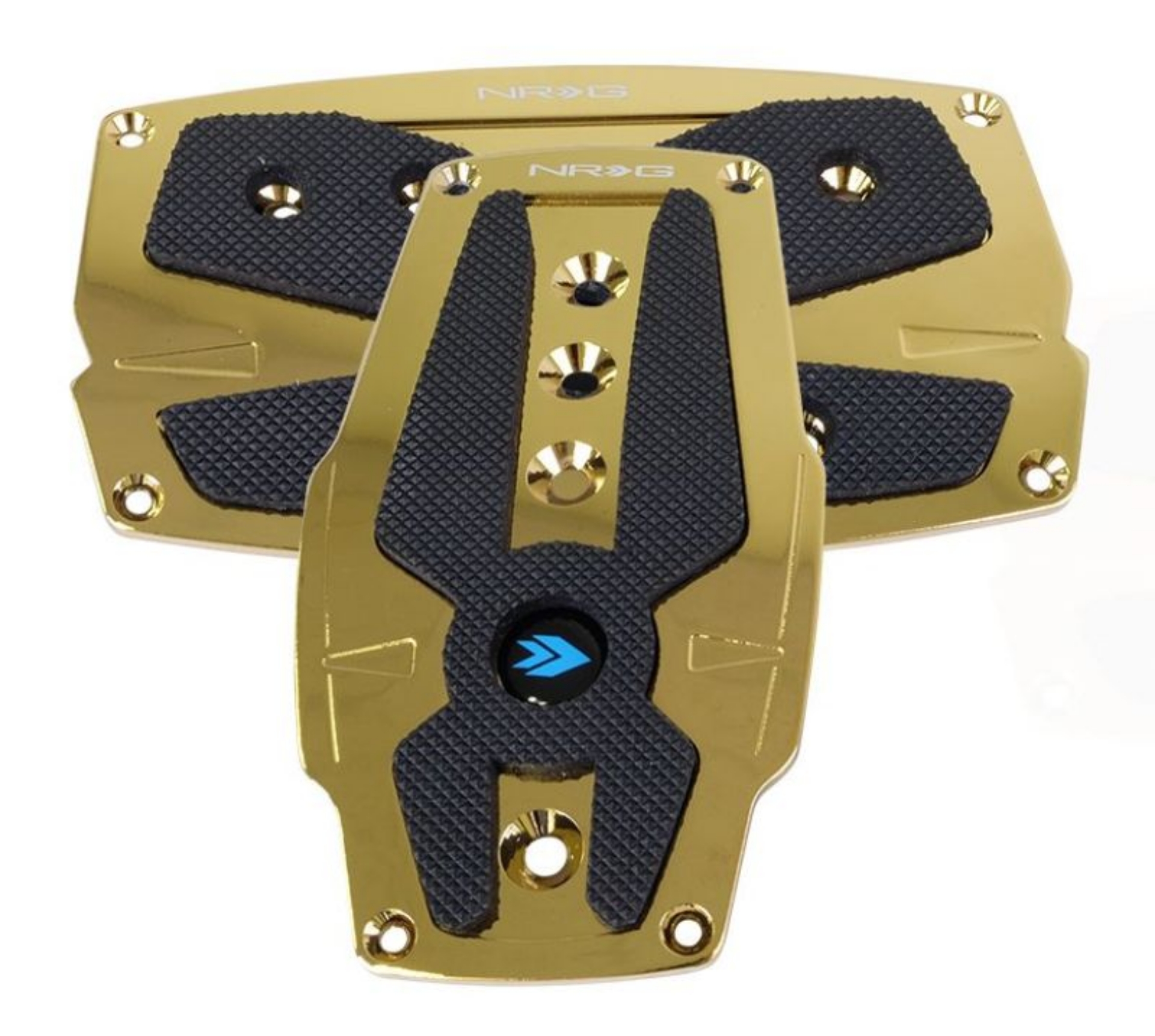 Picture of NRG Aluminum Sport Pedal A-T - Chrome Gold w-Black Rubber Inserts