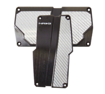 Picture of NRG Brushed Aluminum Sport Pedal A-T - Black w-Silver Carbon