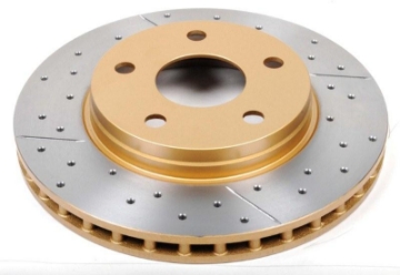 Picture of DBA 07-17 Jeep Wrangler Front Drilled & Slotted Street Series X-Gold Rotor