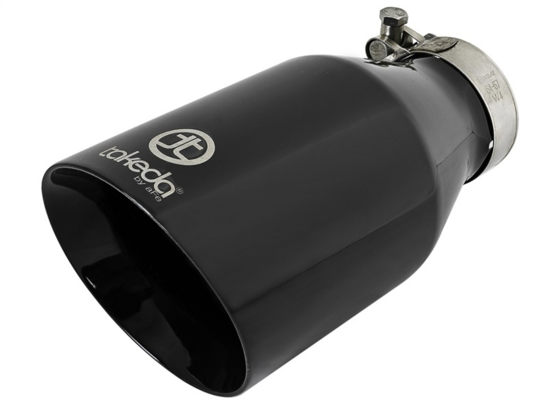 Picture of aFe Takeda 409 SS Clamp-On Exhaust Tip 2-5in- Inlet - 4-5in- Outlet - 9in- L - Black