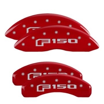 Picture of MGP 4 Caliper Covers Engraved Front & Rear 2015 Ford F-150 Red Finish Silver Characters