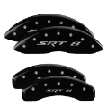 Picture of MGP 4 Caliper Covers Engraved Front & Rear 11-18 Jeep Grand Cherokee Black Finish Silver SRT-8 Logo