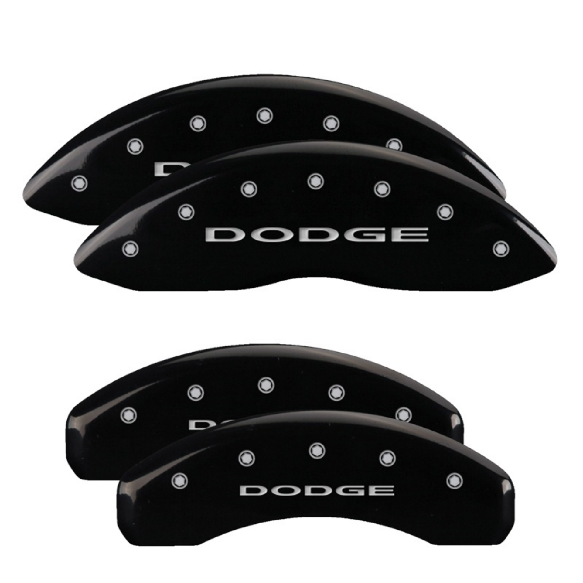 Picture of MGP 4 Caliper Covers Engraved Front & Rear 11-18 Dodge Durango Black Finish Silver Dodge Logo