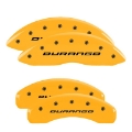 Picture of MGP 4 Caliper Covers Engraved Front & Rear 11-18 Dodge Durango Yellow Finish Black Durango Logo