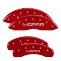 Picture of MGP 4 Caliper Covers Engraved Front & Rear 11-18 Dodge Durango Red Finish Silver Mopar Logo